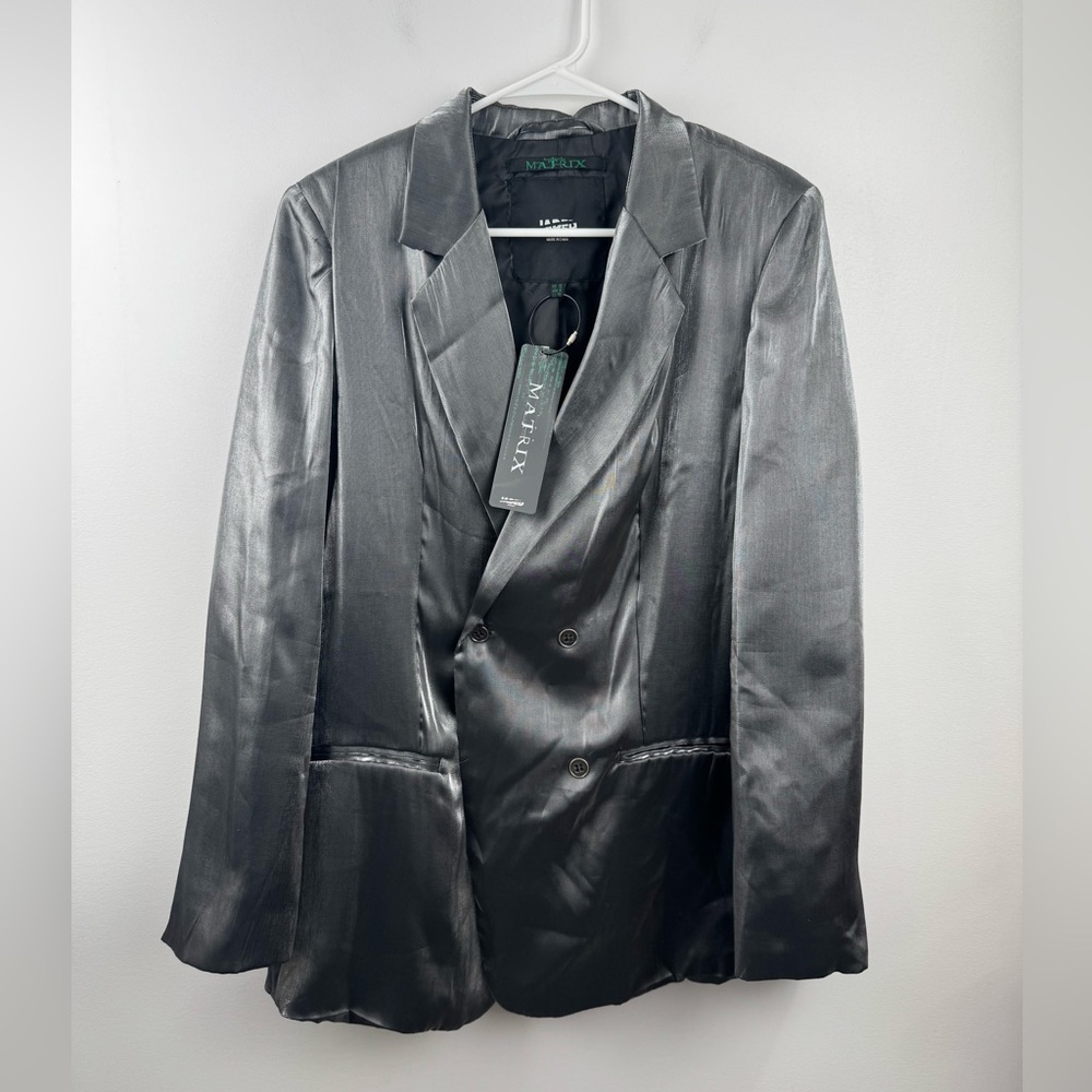 NWT Jaded London Women Liquid Metal Satin Suit Jacket Size 6 US